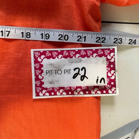 J. Jill Orange Linen Button Tunic Top Size Small Long Sleeves Simple Minimalist - Picture 8 of 12